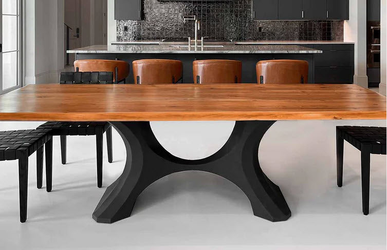 Stella Solid Wood Dining Table with Metal Base