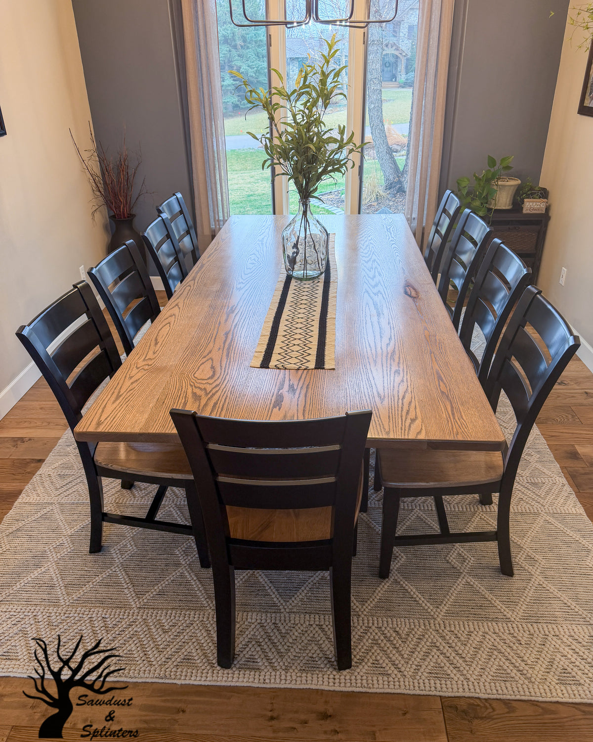 Red Oak Custom Metal Based table