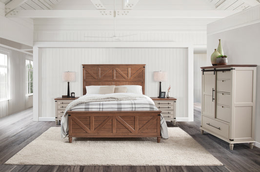 Farmhouse Chic Rustic Bed – Bourbon Oak