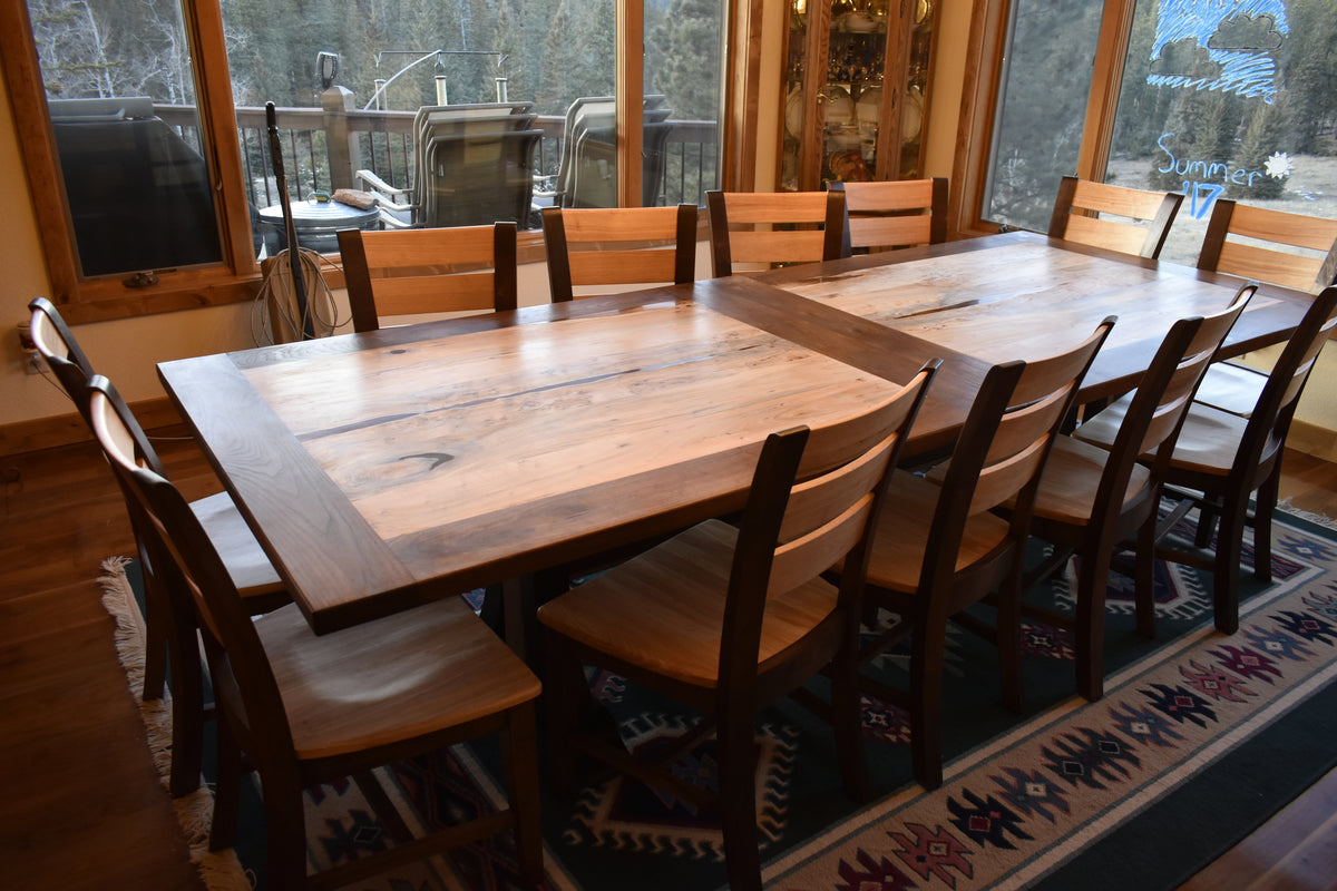 Spalted Maple Crescent Table Wrapped in Walnut