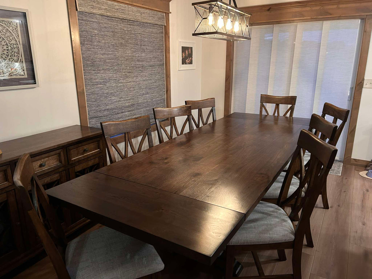 Walnut Crescent Table w/ Breadboard Ends